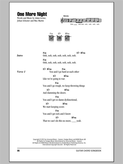 One More Night by Maroon 5 - Guitar Chords/Lyrics - Guitar Instructor