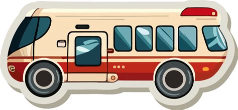 Sticker Style Bus Icon In Red And Peach Color. 25076327 Vector Art at ...