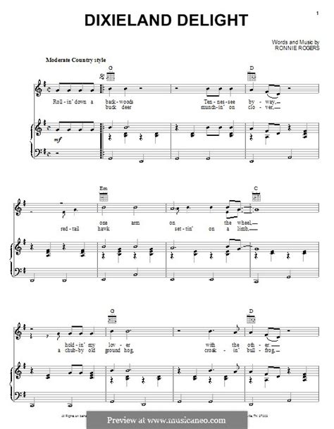 Dixieland Delight (Alabama) by R. Rogers - sheet music on MusicaNeo