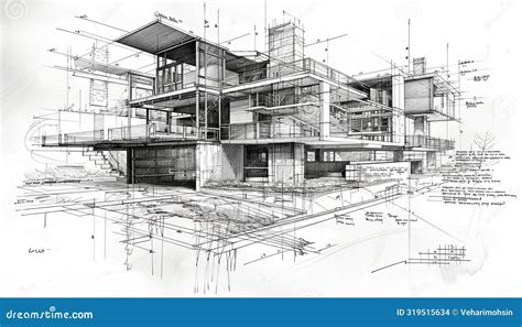 Architectural Drawing Blueprint Stock Illustration - Illustration of ...