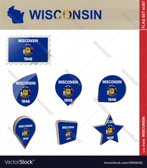 Wisconsin flag set 287 Royalty Free Vector Image