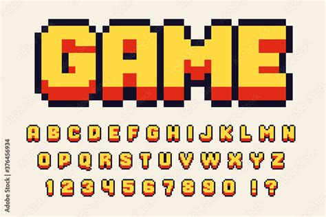 Pixel 3d retro font Video computer game design 8 bit letters and ...