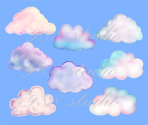 Weather Clip Art pastel Cloud pink Cloud Clip Art Cloud Sublimation ...