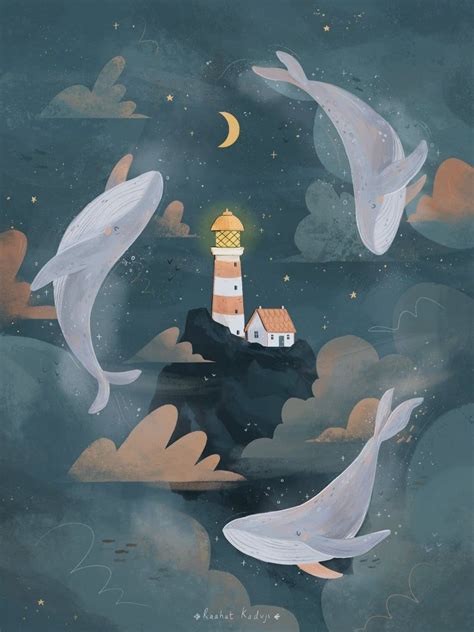 Sky Whales Art Print Celestial Moon Art Lighthouse Animal | Etsy | Whale art print, Whale art ...