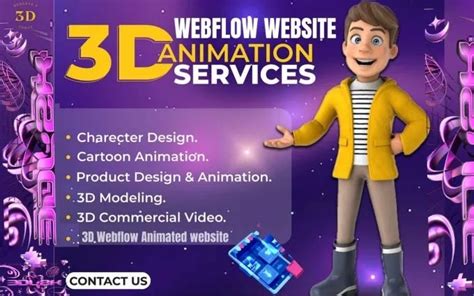 I will 3d webflow animation website, three js, 3d interactive website ...