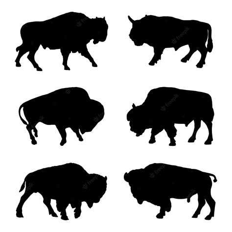 Premium Vector | Bison silhouette set collection isolated black on ...