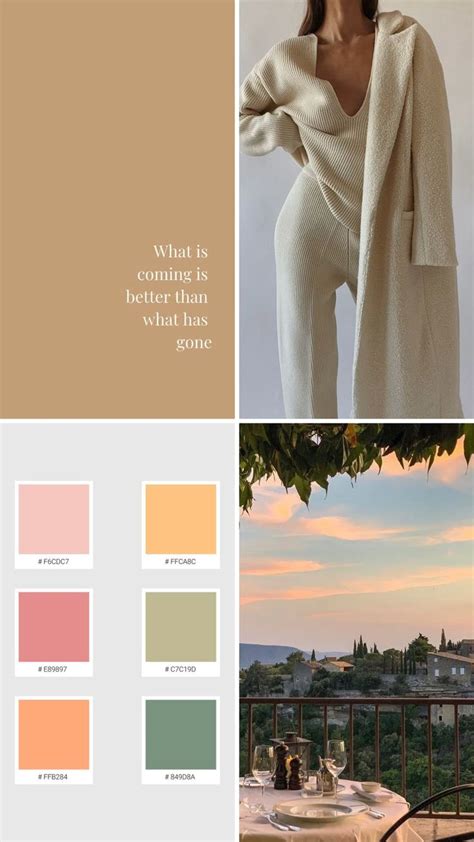 Soft aesthetic color palette with short quote and fashion style. | Color inspiration, Aesthetic ...