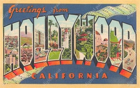 Greetings From Hollywood California Vintage Postcard Clipart - Etsy ...