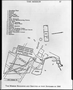 Map showing the arrangement of the Mission Santa Barbara in 1840, ca ...