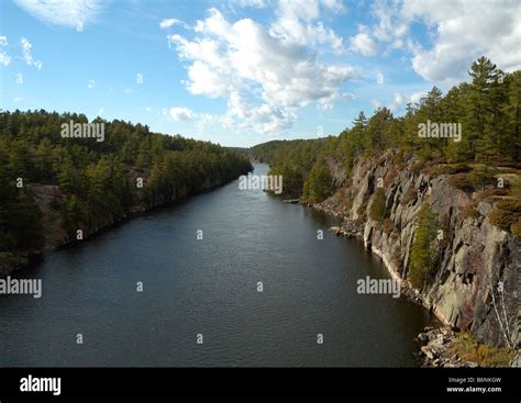 View of the famous French River, historic route of the Voyageurs, Ontario, Canada Stock Photo ...