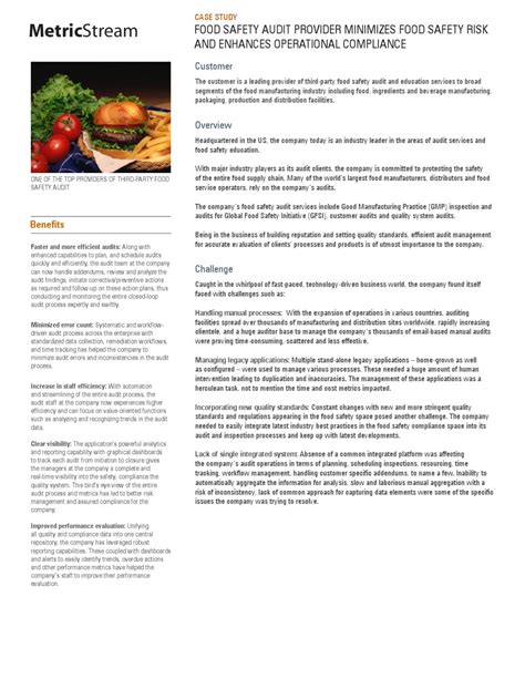 Food Safety Audit Software by Metric Stream - Issuu