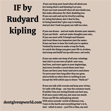 Inspiring Poem by Rudyard Kipling - Dont Give Up World