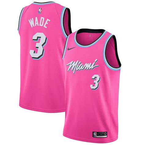 Miami Heat Sunset Vice Pink 2018 Men's NBA Basketball Jersey Wade #3 ...