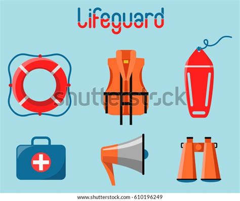 Lifeguard Icons Set Water Safety Equipment Stock Vector (Royalty Free ...