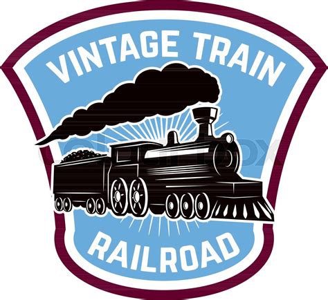 Vintage train. Emblem template with retro locomotive. | Stock vector ...