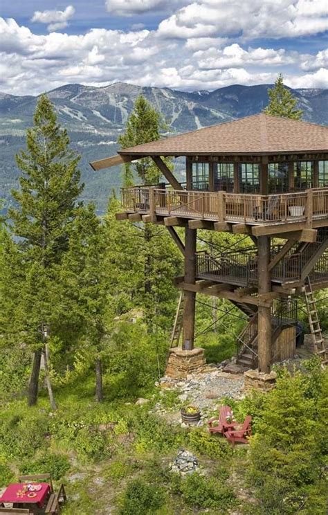 fire lookout cabin | Tree house designs, Tree house, Modern mountain home