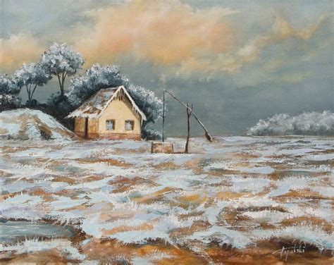 Snowy Farm House - Fine Arts Gallery - Original fine Art Oil Paintings ...