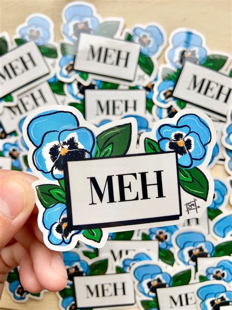 Flower Sticker, Meh Sticker, Vinyl Sticker, Laptop Sticker, Waterproof ...