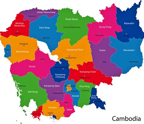 Cambodia Map of Regions and Provinces - OrangeSmile.com