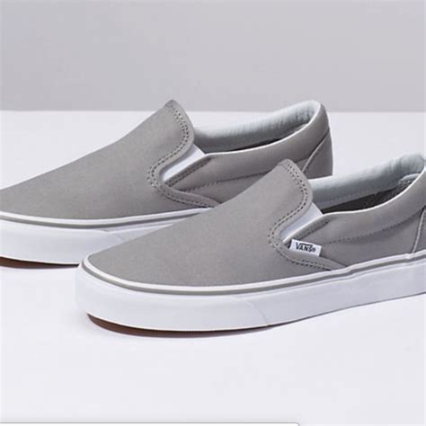 Vans Classic Slip On - Grey | Slip on shoes, Grey slip on vans, Classic ...