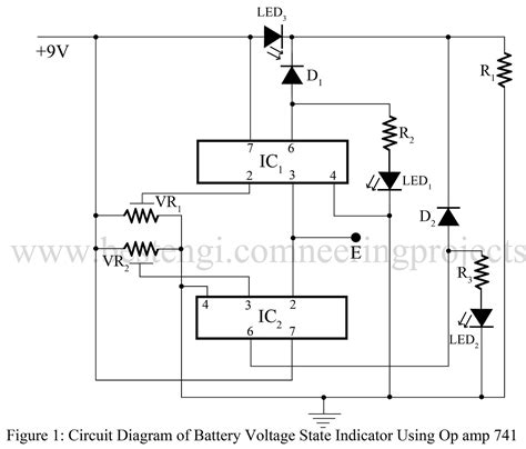 circuit diagram of battery voltage state indicator | Best Engineering ...