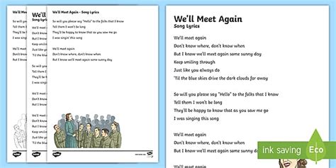 We'll Meet Again Lyrics | VE Resource | Primary - Twinkl