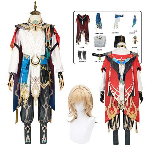 Kaveh Genshin Impact Cosplay Costume Wig Free Headwear Indo Western ...