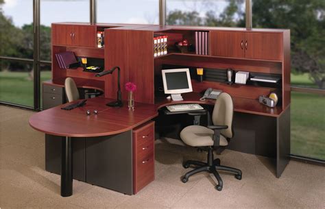 The Office Leader. 2 Person Shared Curved Office Desk Workstation with Filing and Corner ...