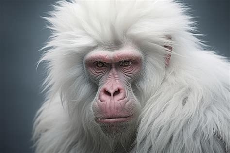 Premium AI Image | Portrait of a rare animal primate albino monkey on the background