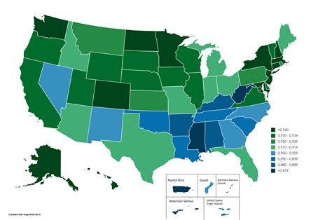 Map : U.S. States by Human Development Index - Infographic.tv - Number ...