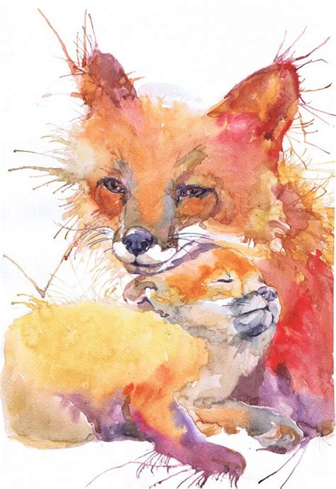 Fox painting Watercolor Art Nursery decor Baby Watercolour