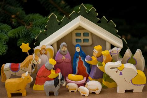 Nativity Scene Wooden Nativity Set of 15 hand carved | Etsy