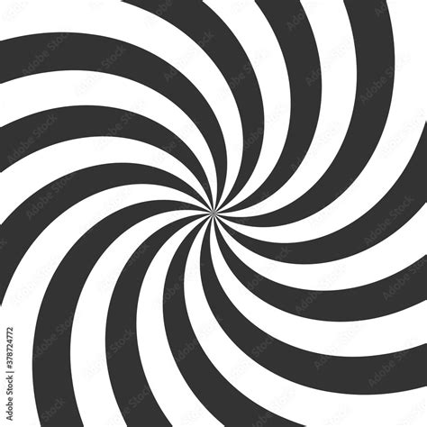 Psychedelic spiral. Black and white hypnotic swirl background. Geometric illusion and rotating ...