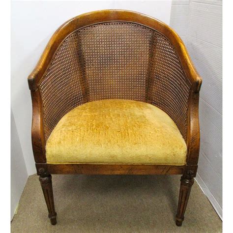 Vintage Cane Back Barrel Chair | Chairish