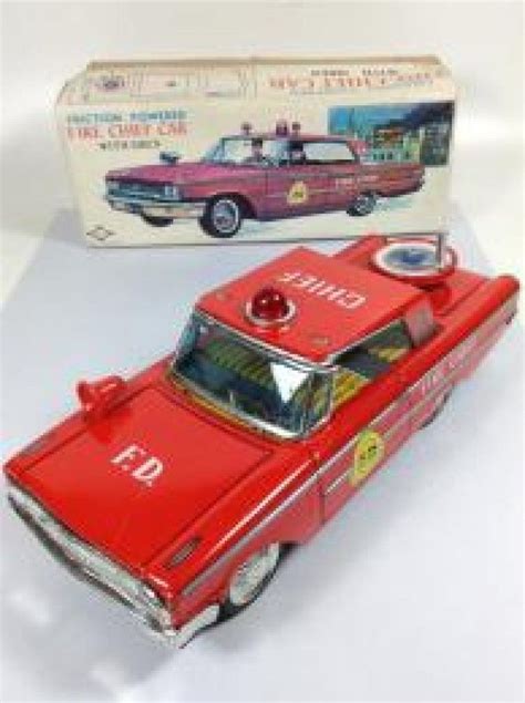 Fire Chief Car Friction Powered 1960s Daiya Vintage Tin Toy Rare JAPAN ...