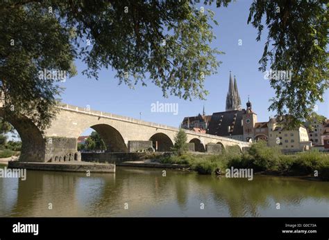 medieval town Regensburg with old stone bridge Stock Photo - Alamy