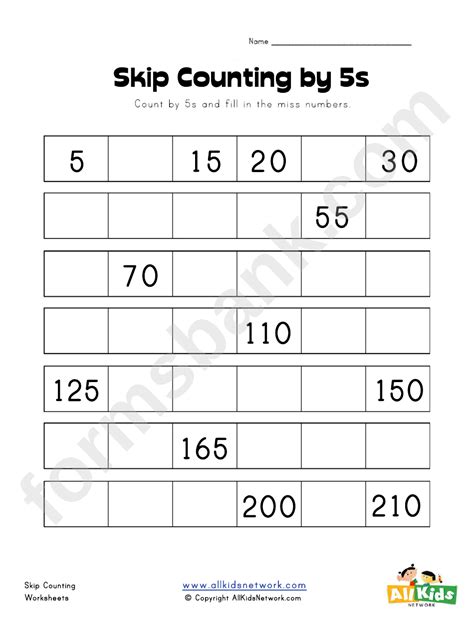 Skip Count By 5S Worksheet