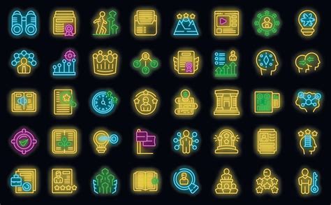 Skill development icons set vector neon 23097709 Vector Art at Vecteezy