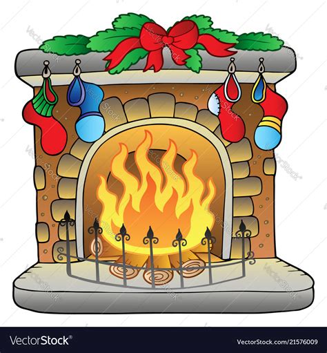 Christmas cartoon fireplace Royalty Free Vector Image