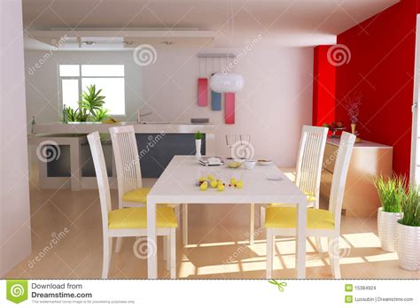 Modern dining room stock illustration. Illustration of render - 15384924