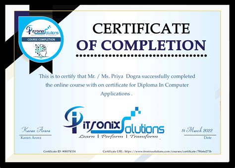 Computer Institute Certificate