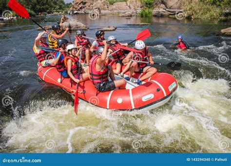 Group of Adventurer Enjoying Water Rafting Activity at Southern Bug River Editorial Image ...