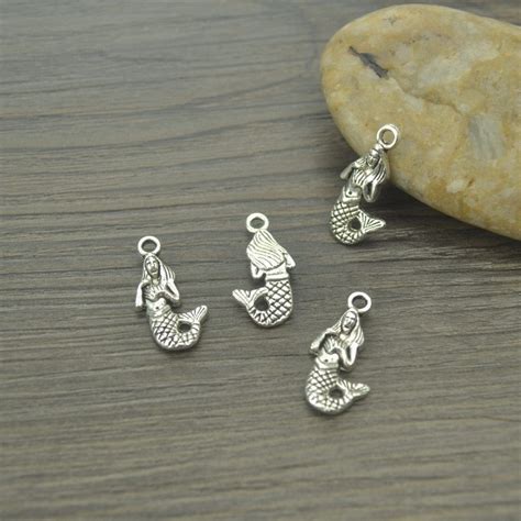 10 Antique Silver Mermaid Charms Pendants 23 X 12mm BA49 - Etsy