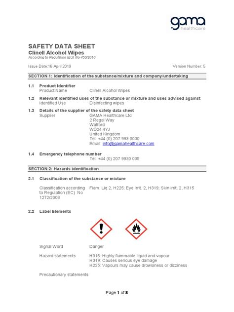 Msds Disinfectant Wipes | PDF | Toxicity | Personal Protective Equipment