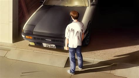 HD wallpaper: animated male character standing near car, anime, Initial ...