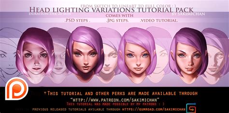 Face Lighting Variation steps tutorial pack.promo. by sakimichan on ...