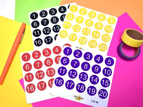 Printable Number Stickers