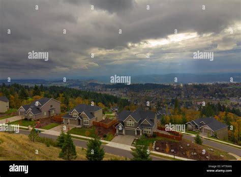 Happy Valley Oregon homes in suburban neighborhood in fall season Stock ...