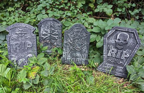 Pack Of FOUR 14" Polystyrene Tombstones Gravestones (A)