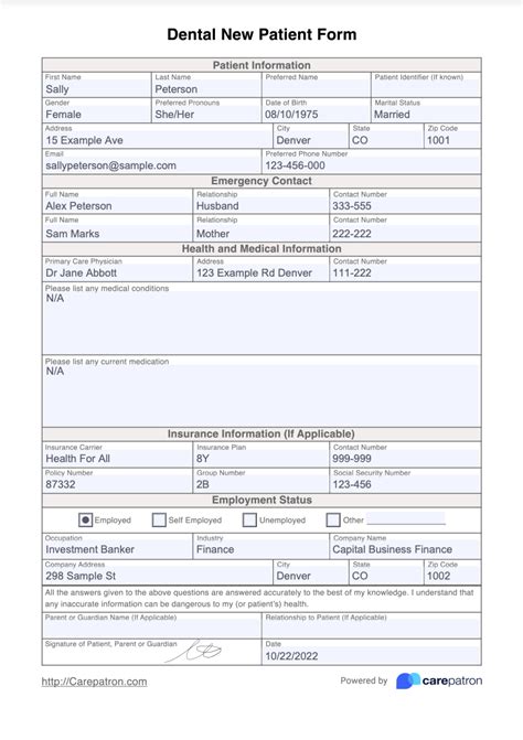 Dental New Patient Form & Template | Free PDF Download